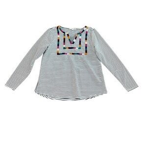 Andree by Unit‎ Women's Large Top Striped Embroidered Tribal Boho Cotton Blend